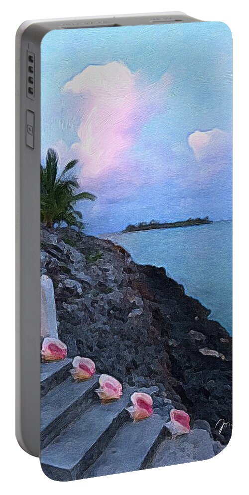 Brushstroke Portable Battery Charger featuring the photograph Stairway to the Sea by Jori Reijonen