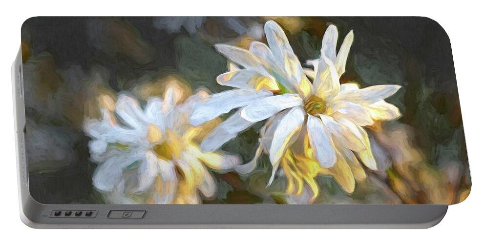 Flower Portable Battery Charger featuring the digital art Star Magnolia by Barry Wills