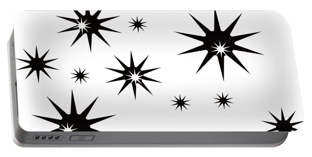 Stars Portable Battery Charger featuring the digital art Stars Black and White by Patricia Piotrak
