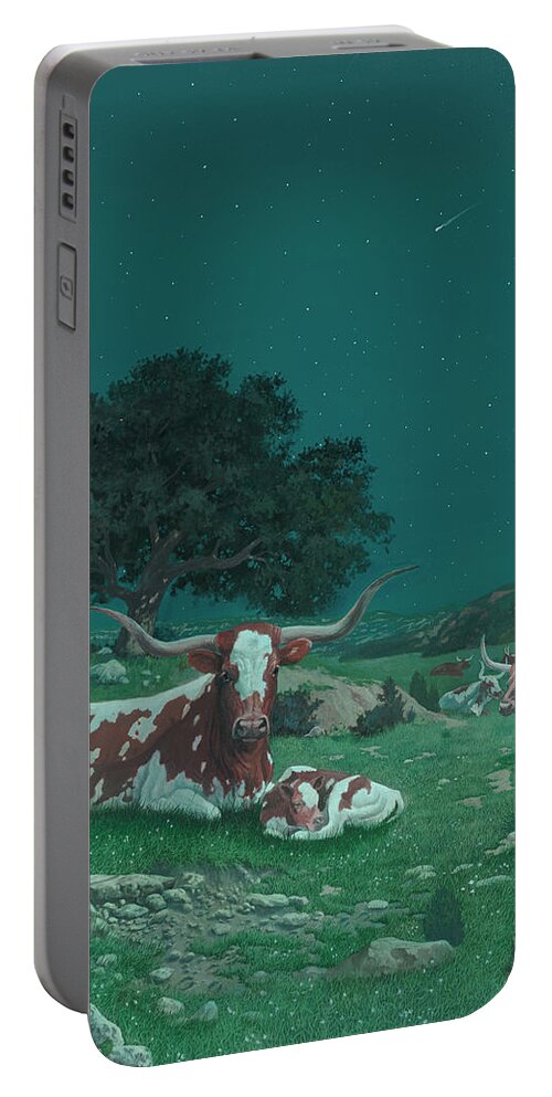 Nocturne Portable Battery Charger featuring the painting Stars Over Texas by Howard DUBOIS