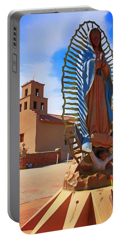 Nuestra Senora De Guadalupe Portable Battery Charger featuring the photograph statue of Nuestra Senora de Guadalupe by Chris Smith