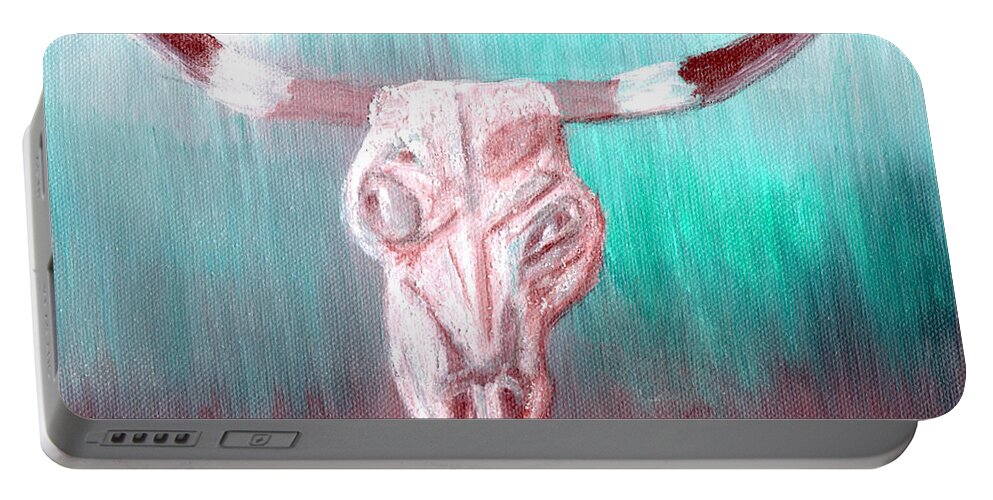 Steer Portable Battery Charger featuring the painting Steer Skull by Carol Eliassen