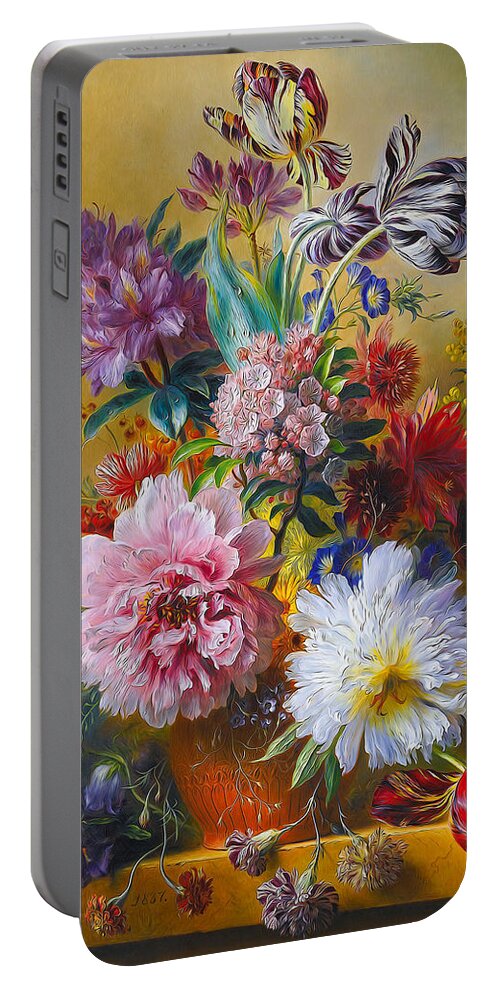Paint Portable Battery Charger featuring the painting Still life 10 by Georgius Jacobus Johannes van Os