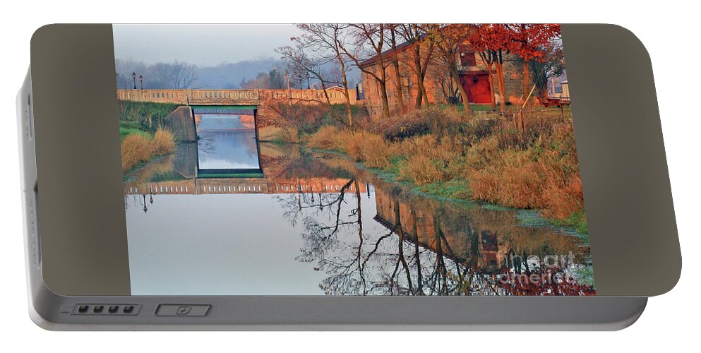 Canal Portable Battery Charger featuring the photograph Still Waters on The Canal by Paula Guttilla