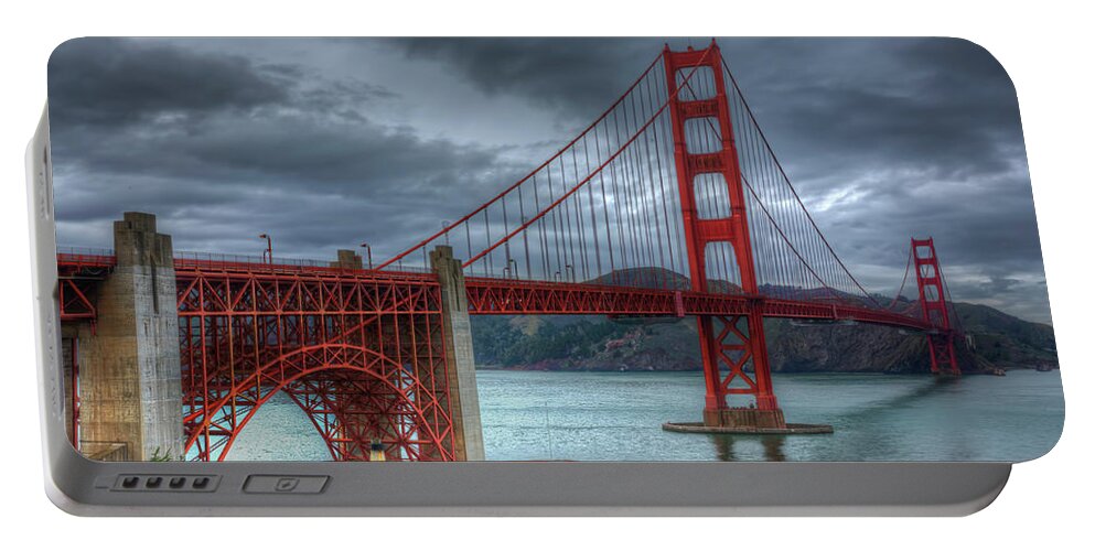 Landscape Portable Battery Charger featuring the photograph Stormy Golden Gate Bridge by Harry B Brown