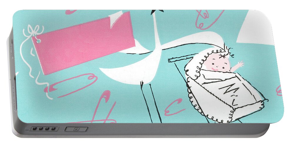 Background Portable Battery Charger featuring the drawing Stork delivery pattern by CSA Images