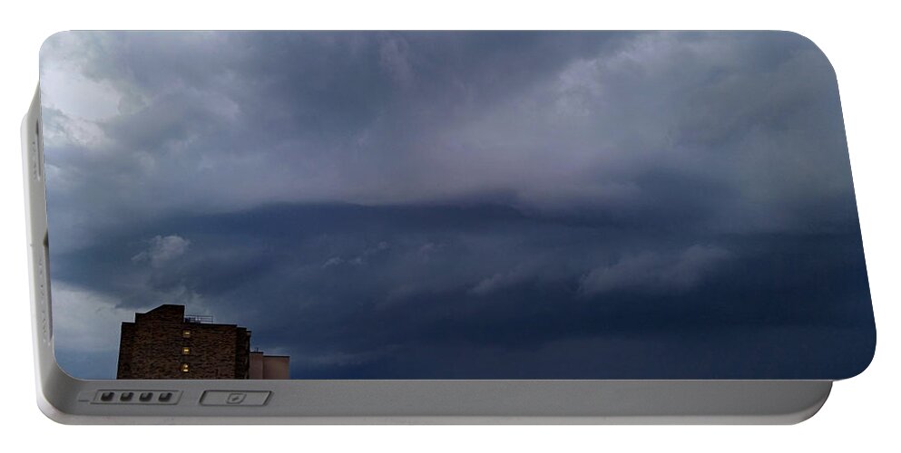 Weather Portable Battery Charger featuring the photograph Storm Approaching the City by Ally White