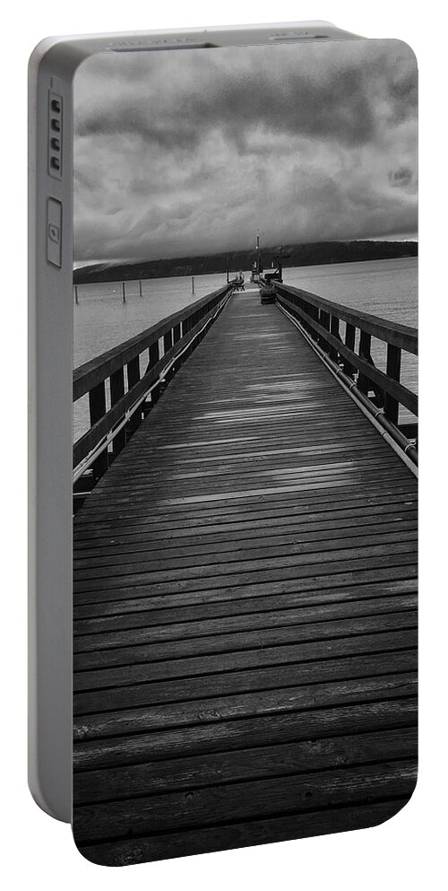 Black And White Portable Battery Charger featuring the photograph Waldron Island Storm Clouds by Jerry Abbott