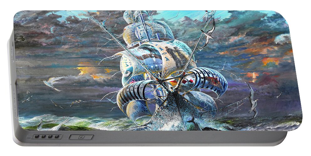 Storm Creators Oceans And Seas Of Earth Portable Battery Charger featuring the painting Storm Creators Oceans And Seas Of Earth by Vincent Alexander Booth