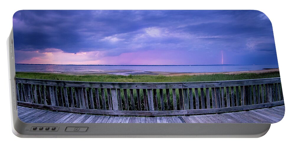Beach Portable Battery Charger featuring the photograph Stormy Beach Sunset by Steve Stanger