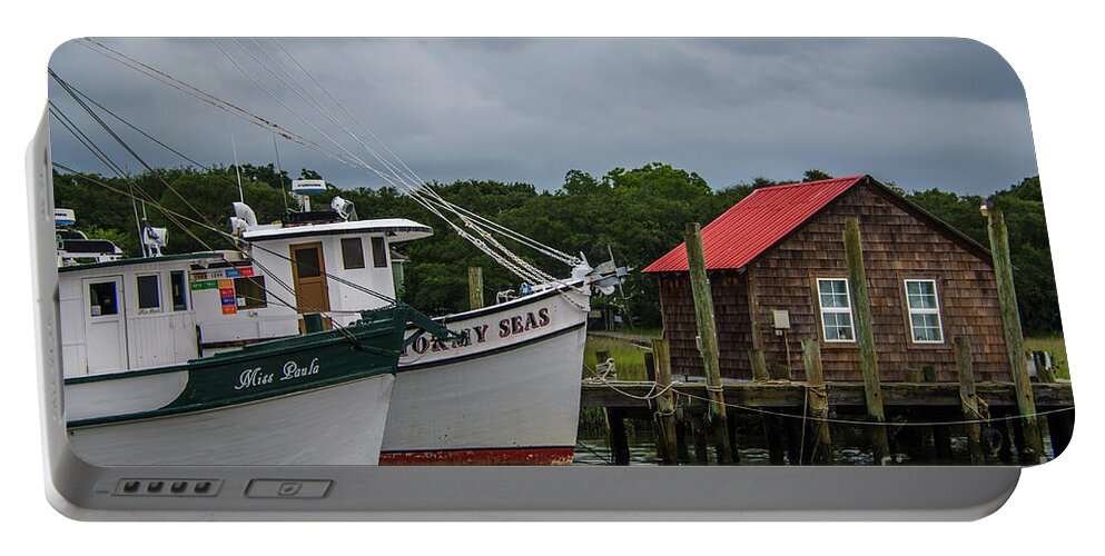 Stormy Seas Portable Battery Charger featuring the photograph Stormy Seas Shem Creek by Dale Powell