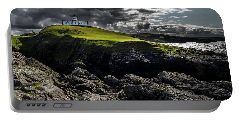 Scotland Portable Battery Charger featuring the photograph Strathy Point Lighthouse In Scotland by Andreas Berthold