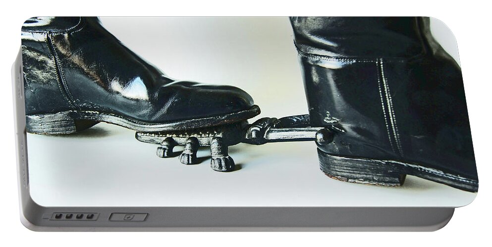 Studio Portable Battery Charger featuring the photograph STUDIO. Boots and Boot Pull. by Lachlan Main