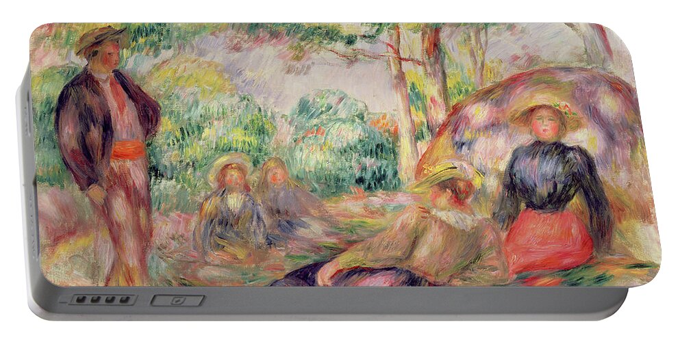Landscape Portable Battery Charger featuring the painting Study for Picnic, circa 1893 by Pierre Auguste Renoir