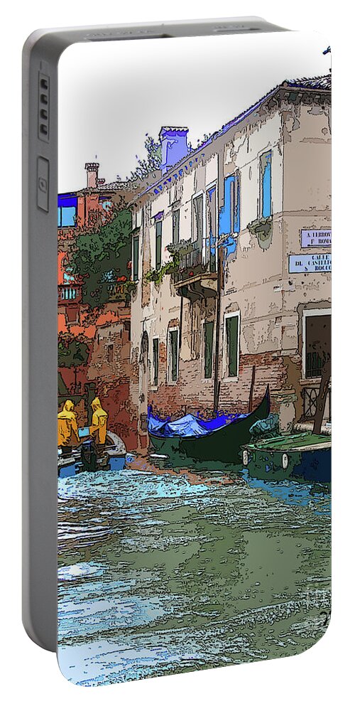 Places Portable Battery Charger featuring the digital art Stylized Venice by Mariarosa Rockefeller