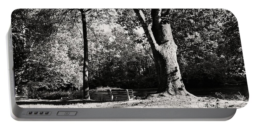 Black And White Portable Battery Charger featuring the photograph Summer Afternoon on the Yellow Breeches by Steve Ember