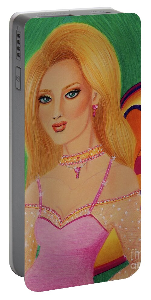 Art Portable Battery Charger featuring the painting Summer Sparkle Fairy by Dorothy Lee