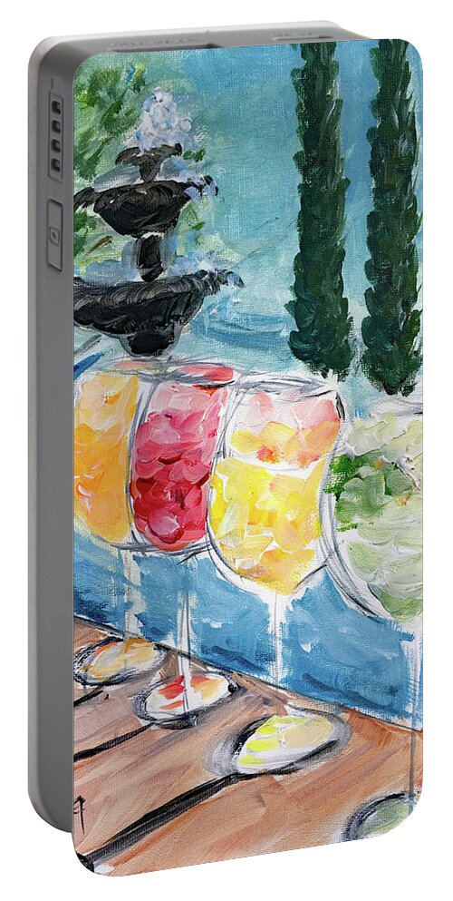 Wine Portable Battery Charger featuring the painting Summer Wine by Roxy Rich