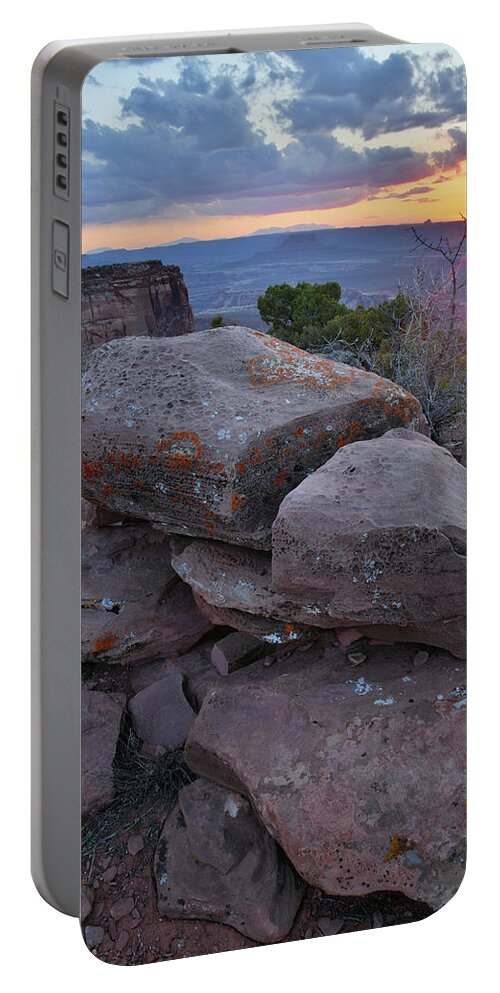 Canyonlands National Park Portable Battery Charger featuring the photograph Sun Sets on Orange Cliffs in Canyonlands by Ray Mathis