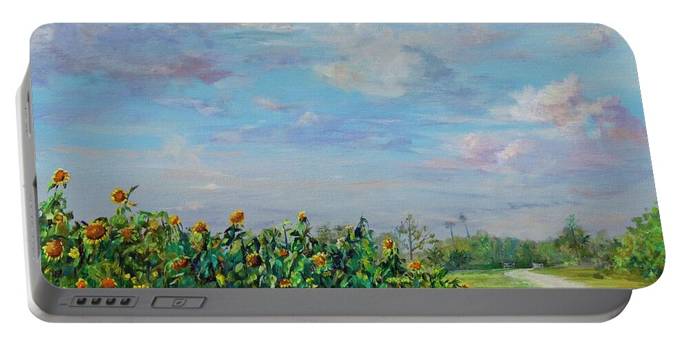 Sunflowers Portable Battery Charger featuring the painting Sunflower Field ptg by AnnaJo Vahle