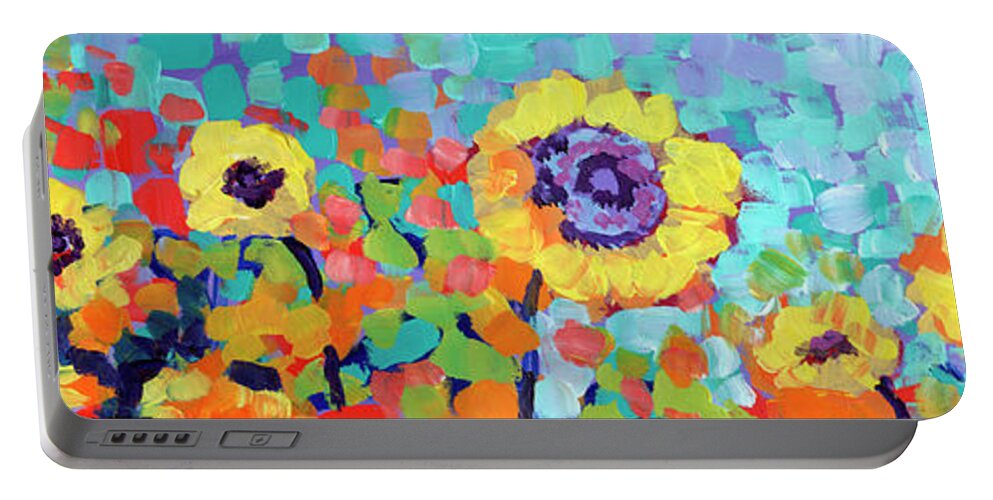 Sunflower Portable Battery Charger featuring the painting Sunflower Slice by Jennifer Lommers