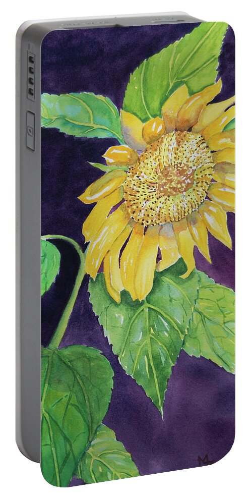 Sunflower Portable Battery Charger featuring the painting Sunflower Surprise by Margaret Zabor