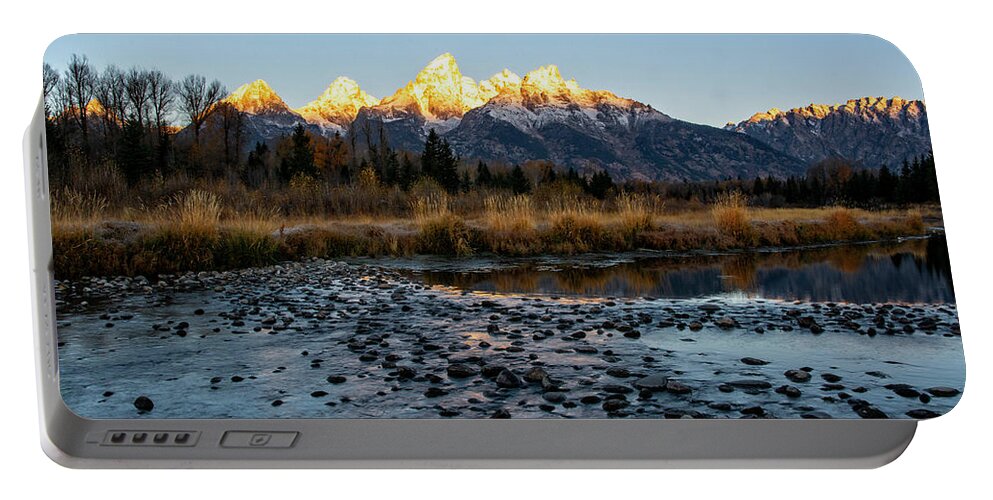 Schwabacher Landing Portable Battery Charger featuring the photograph Sunrise at Schwabacher Landing by Scott Read