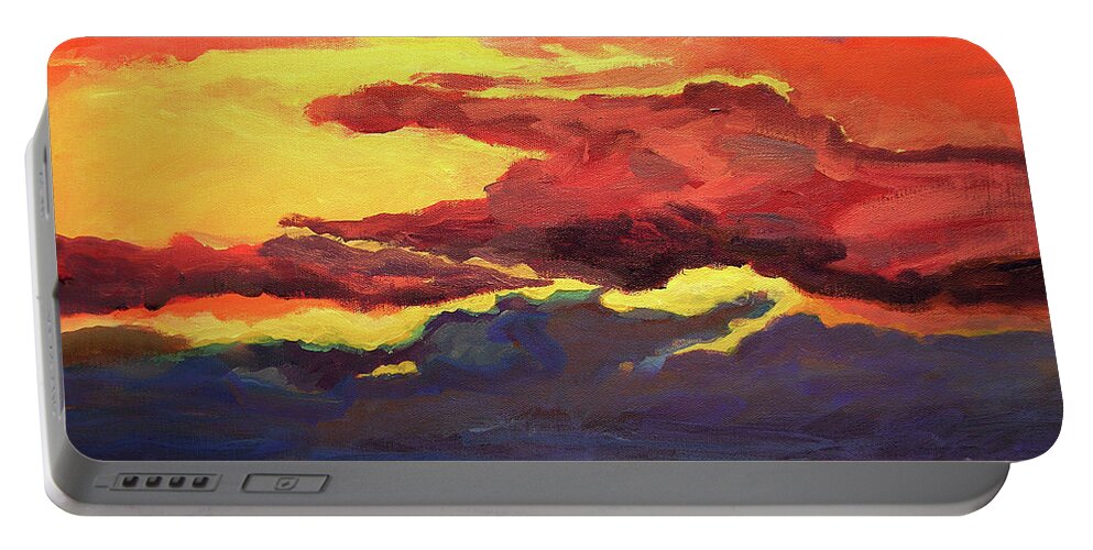 Original Seascape Paintings Portable Battery Charger featuring the painting Sunrise at the jetty 6-23-15 by Julianne Felton