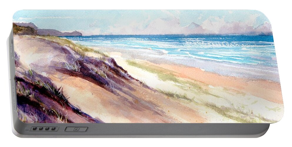 Sunrise Beach Painting Portable Battery Charger featuring the painting Sunrise Beach, Noosa Queensland painting by Chris Hobel