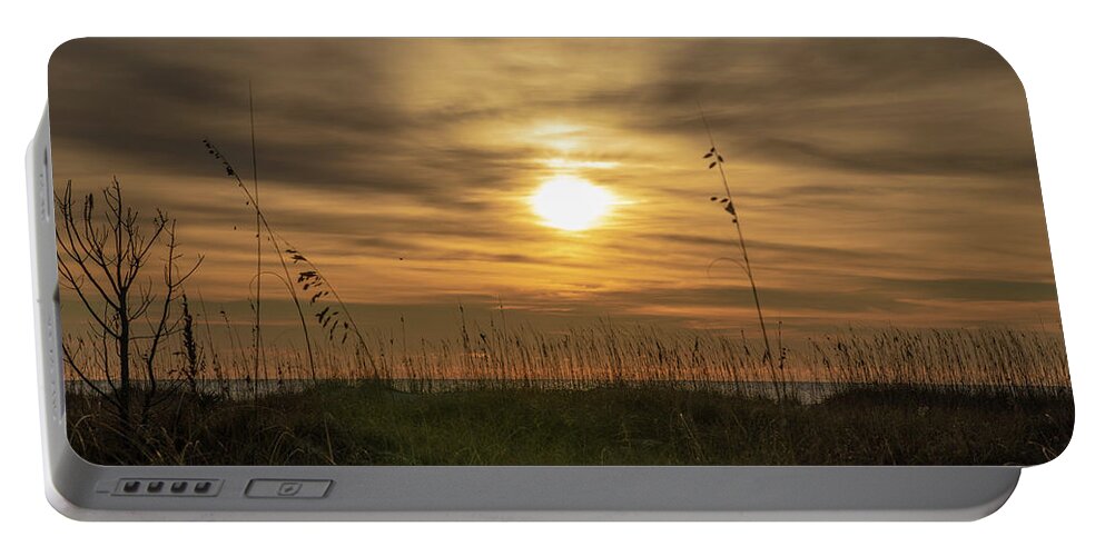 Sunrise Portable Battery Charger featuring the photograph Sunrise Between Sea Grass No. 0408 by Dennis Schmidt