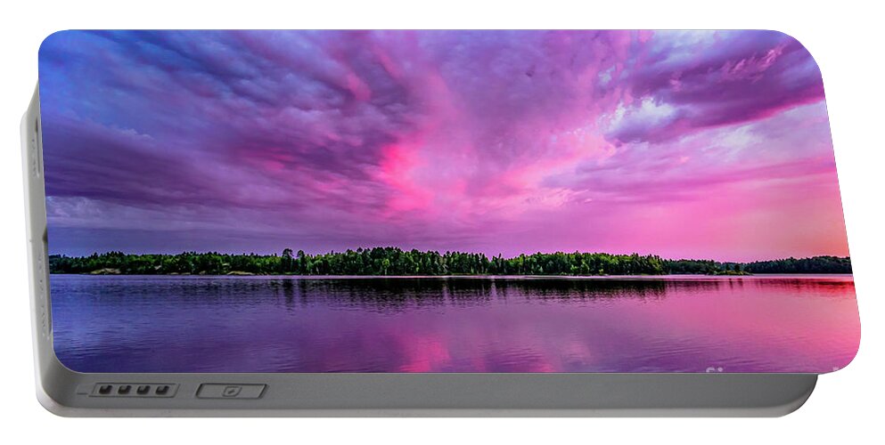 Ely Portable Battery Charger featuring the photograph Sunrise on Bruntside Lake by David Meznarich