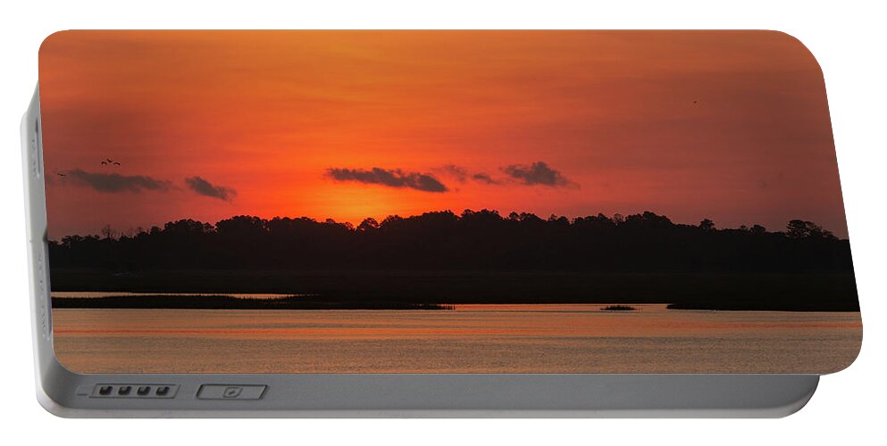 Murrells Inlet Portable Battery Charger featuring the photograph Sunrise Over Drunken Jack Island by D K Wall