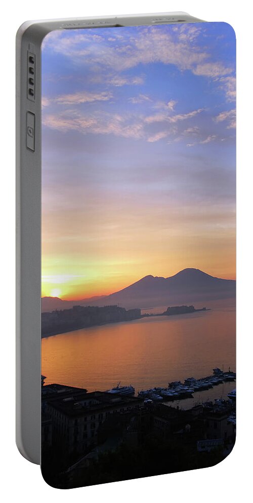 Aerial View Portable Battery Charger featuring the photograph Sunrise over Naples, Italy by Tito Slack