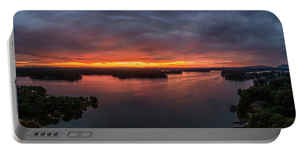 Lake Portable Battery Charger featuring the photograph Sunrise Panoramic by Star City SkyCams