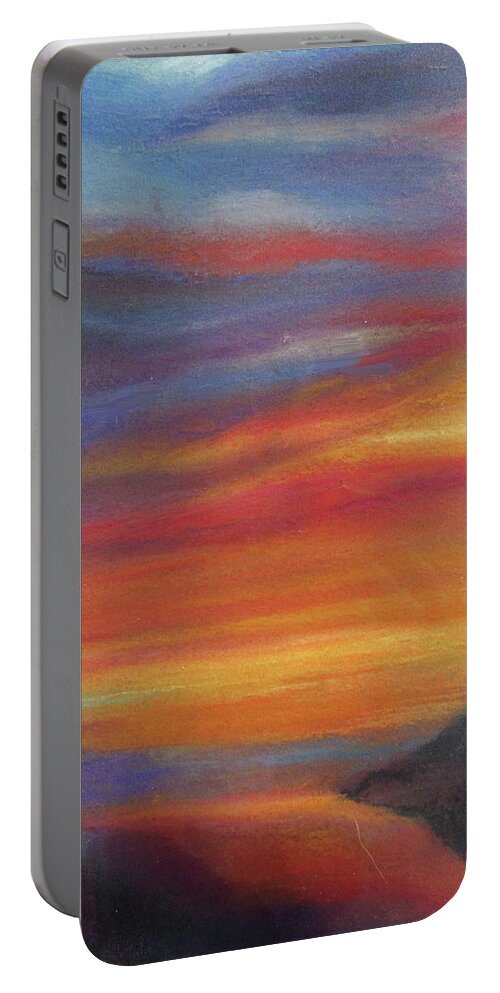 Colorful Sunset Portable Battery Charger featuring the pastel Sunset 1 by Jean Batzell Fitzgerald