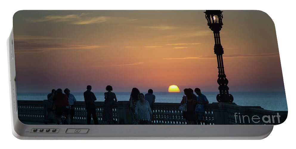 Romantic Portable Battery Charger featuring the photograph Sunset at Alameda Promenade Cadiz Spain by Pablo Avanzini