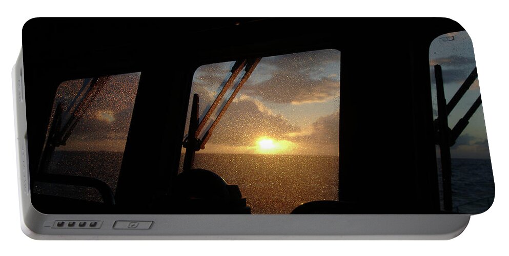 David J. Shuler Portable Battery Charger featuring the photograph Sunset At Sea by David Shuler