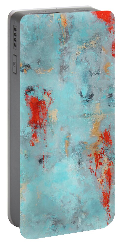 Organic Portable Battery Charger featuring the painting Sunset Beach by Tamara Nelson