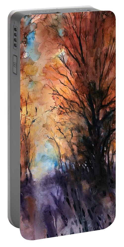Woods Portable Battery Charger featuring the painting Sunset boulevard by Alessandro Andreuccetti
