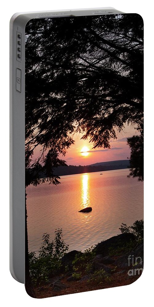 Sunset Portable Battery Charger featuring the photograph Sunset on the Rock by Karin Pinkham