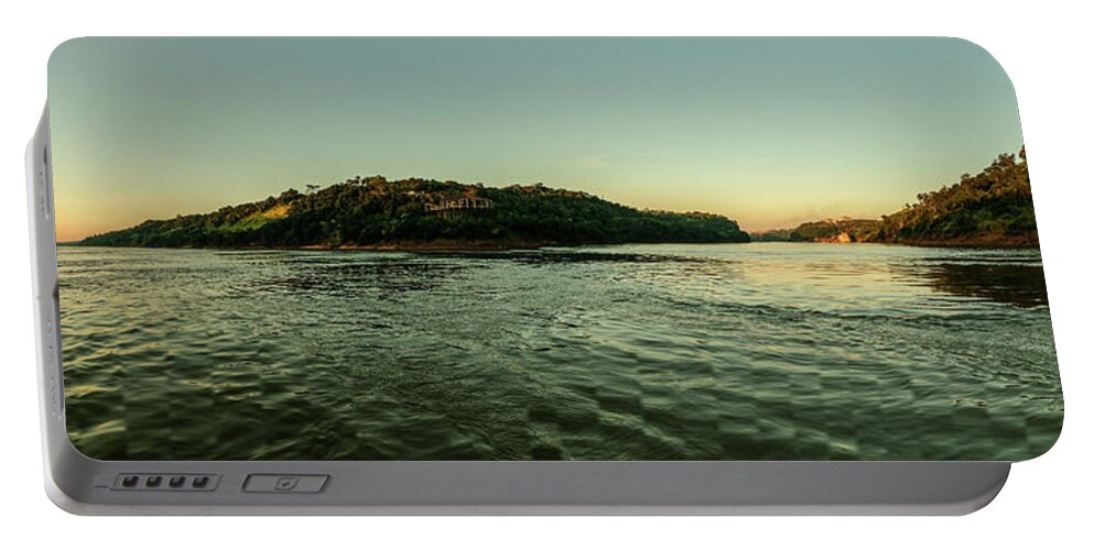Iguazu Portable Battery Charger featuring the photograph Sunset River Confluence by Mark Hunter