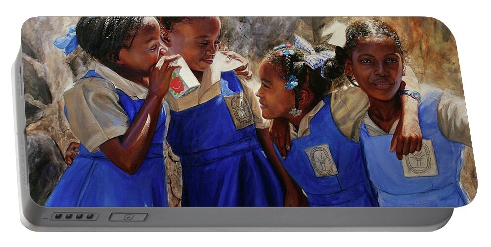 Caribbean Art Portable Battery Charger featuring the painting Sunsplash #2 by Jonathan Gladding