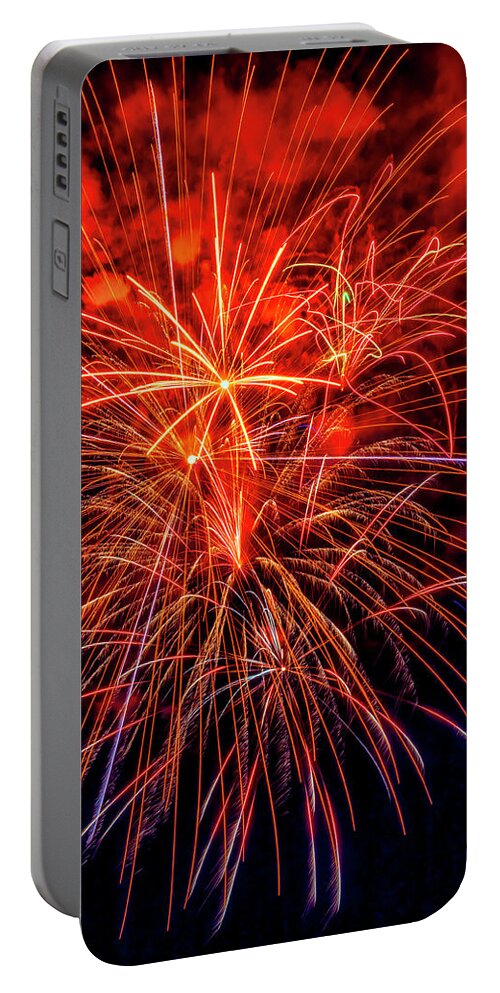 Dazzling Portable Battery Charger featuring the photograph Super Holiday Fireworks by Garry Gay
