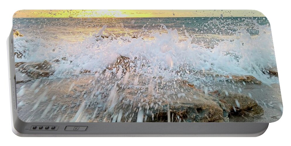 Seascape Portable Battery Charger featuring the photograph Surf Splash by Steve DaPonte