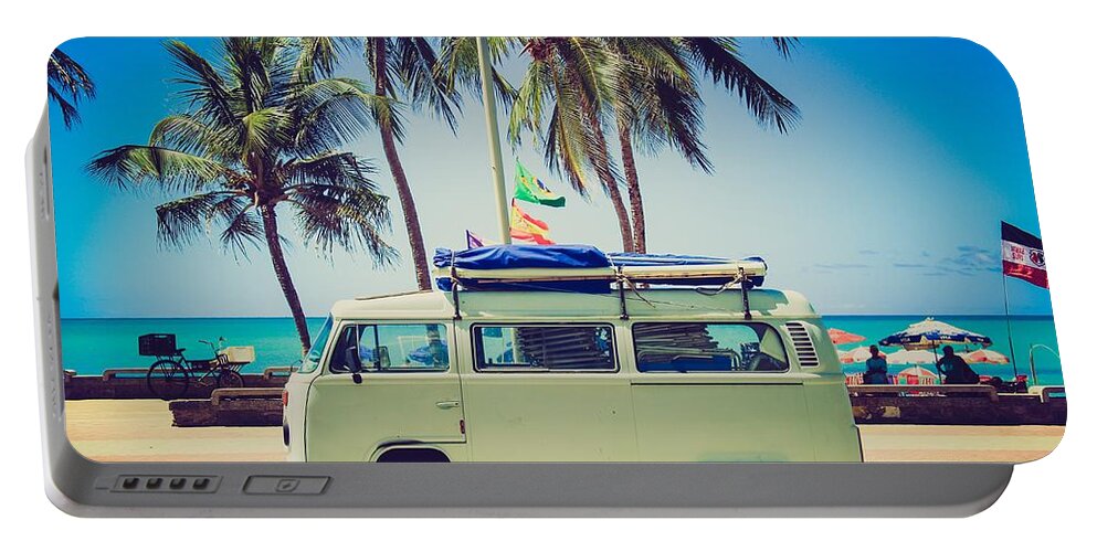 Photo Portable Battery Charger featuring the photograph Surfer van by Top Wallpapers