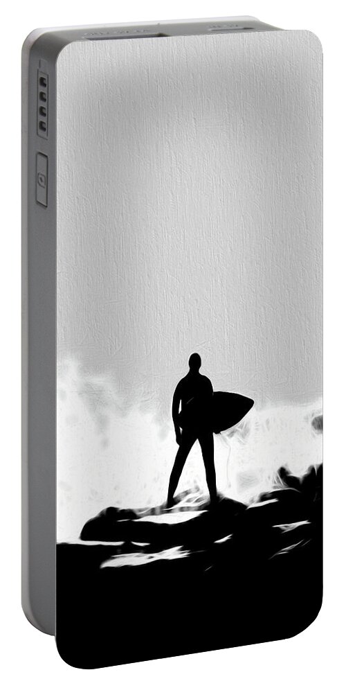 Surfer Portable Battery Charger featuring the digital art Surf's Up by Pennie McCracken