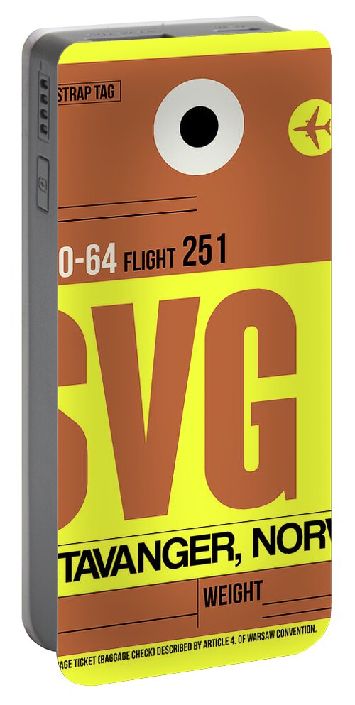 Vacation Portable Battery Charger featuring the digital art SVG Stavanger Luggage Tag I by Naxart Studio