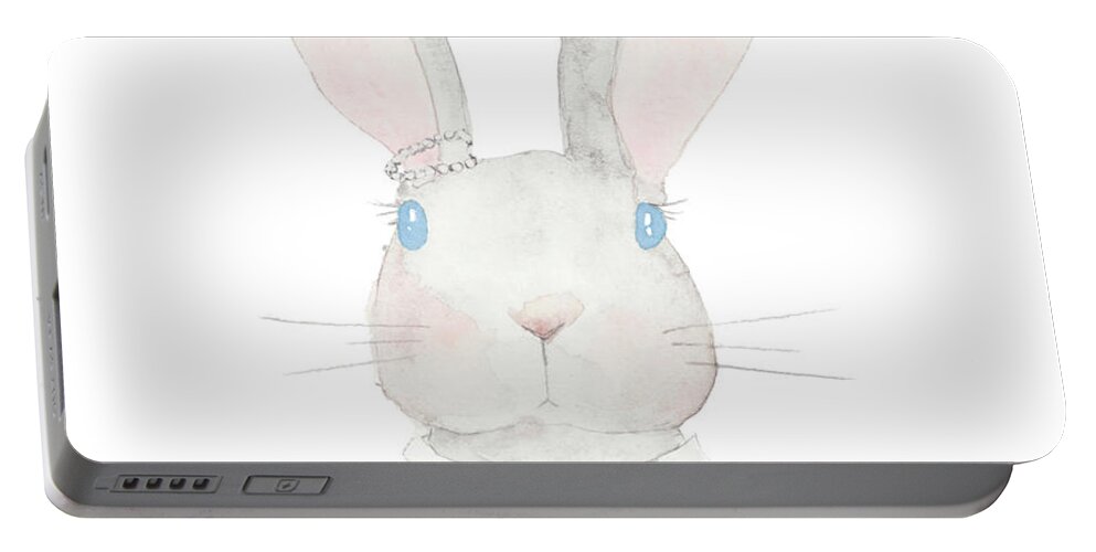 Sweater Portable Battery Charger featuring the mixed media Sweater Rabbit by Nola James