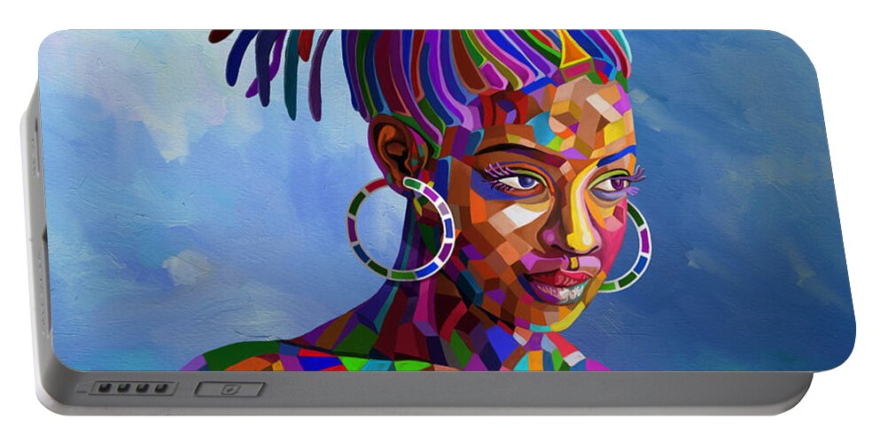 Kenyan Portable Battery Charger featuring the painting Sweet Fantastic by Anthony Mwangi