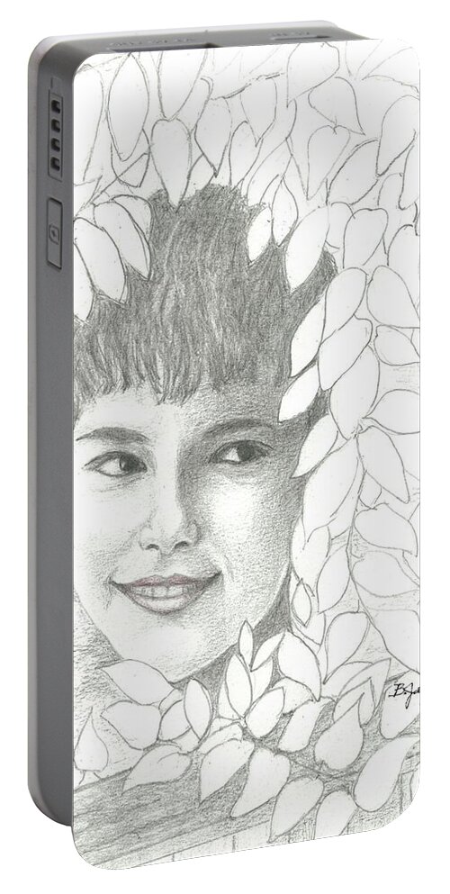 Portrait Portable Battery Charger featuring the drawing Sweet Secrets by Barbara Jewell
